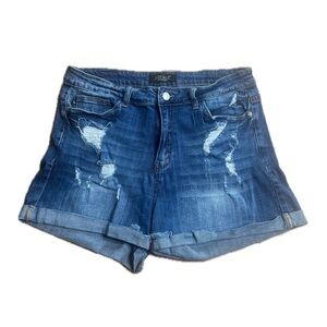 Judy Blue Dark Blue Distressed Jean Shorts
